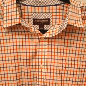 Johnston & Murphy Men's Checkered Stripe Buisness Casual Button Down Shirt